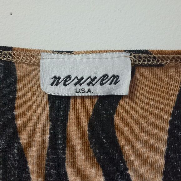 Nexxen Plus Size 2X Animal Print Top Brown Black Blouse Short Sleeve Curvy - Picture 6 of 6